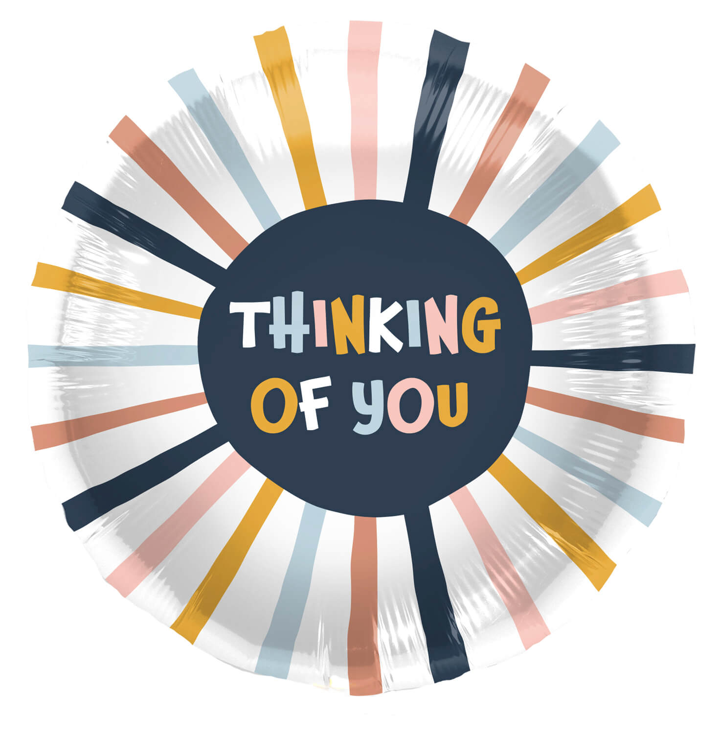 Folienballon Thinking of You  Ø 45cm Freundschaft Ballon schwarz bunt gestreift