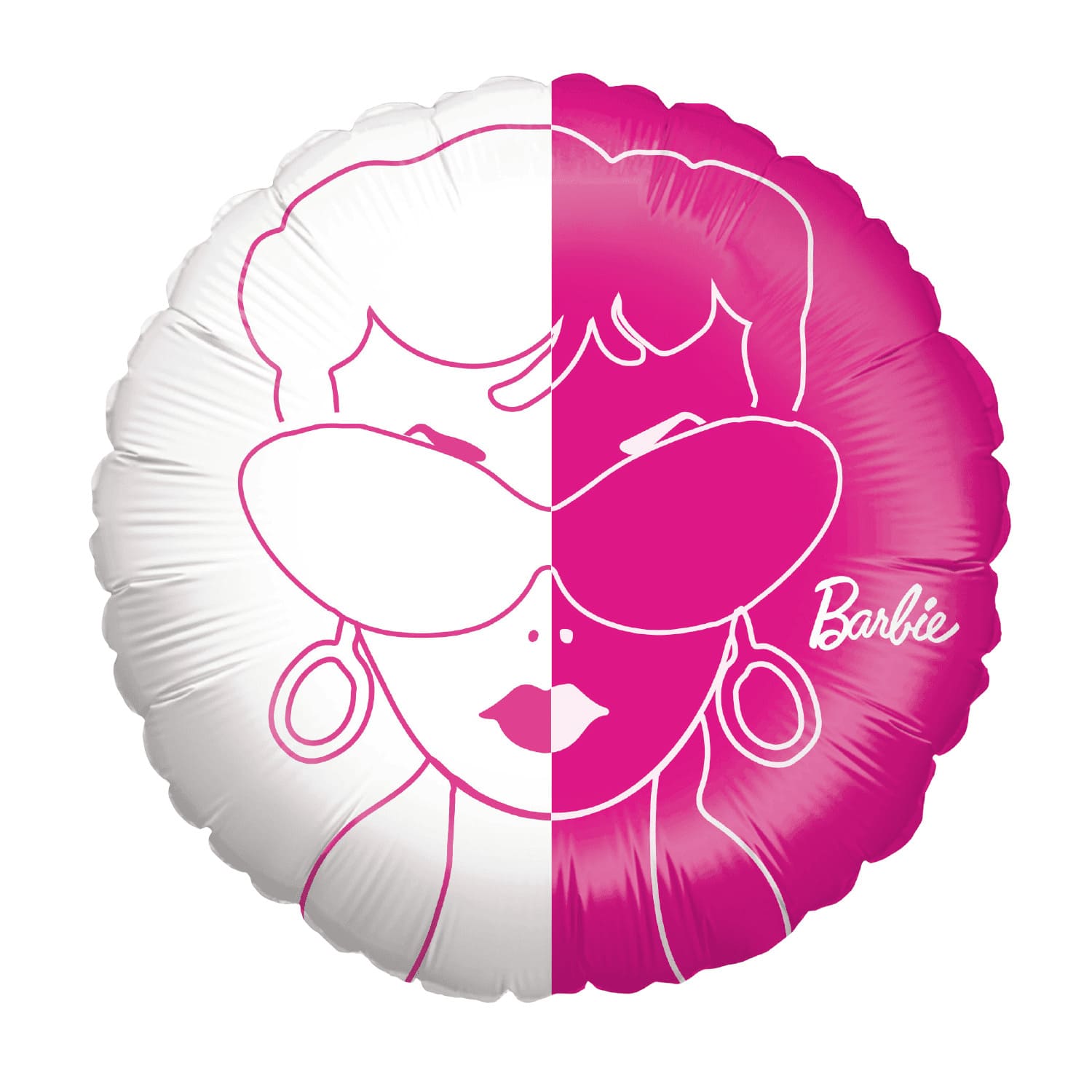 Folienballon Barbie pink weiß rund ø45 cm