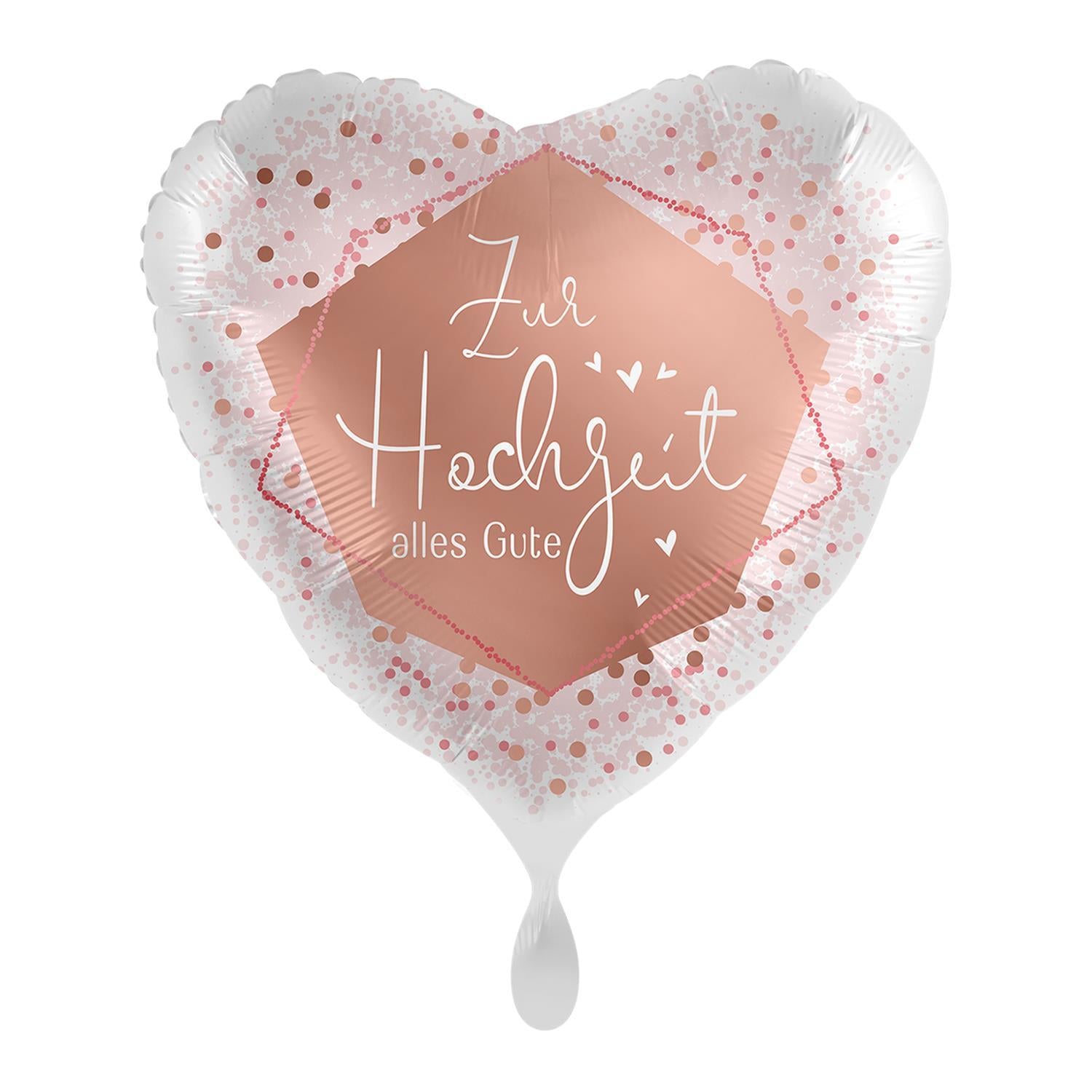 Folienballon herzförmig Zur Hochzeit alles Gute Ø 43 cm festliches Design tolle Farben
