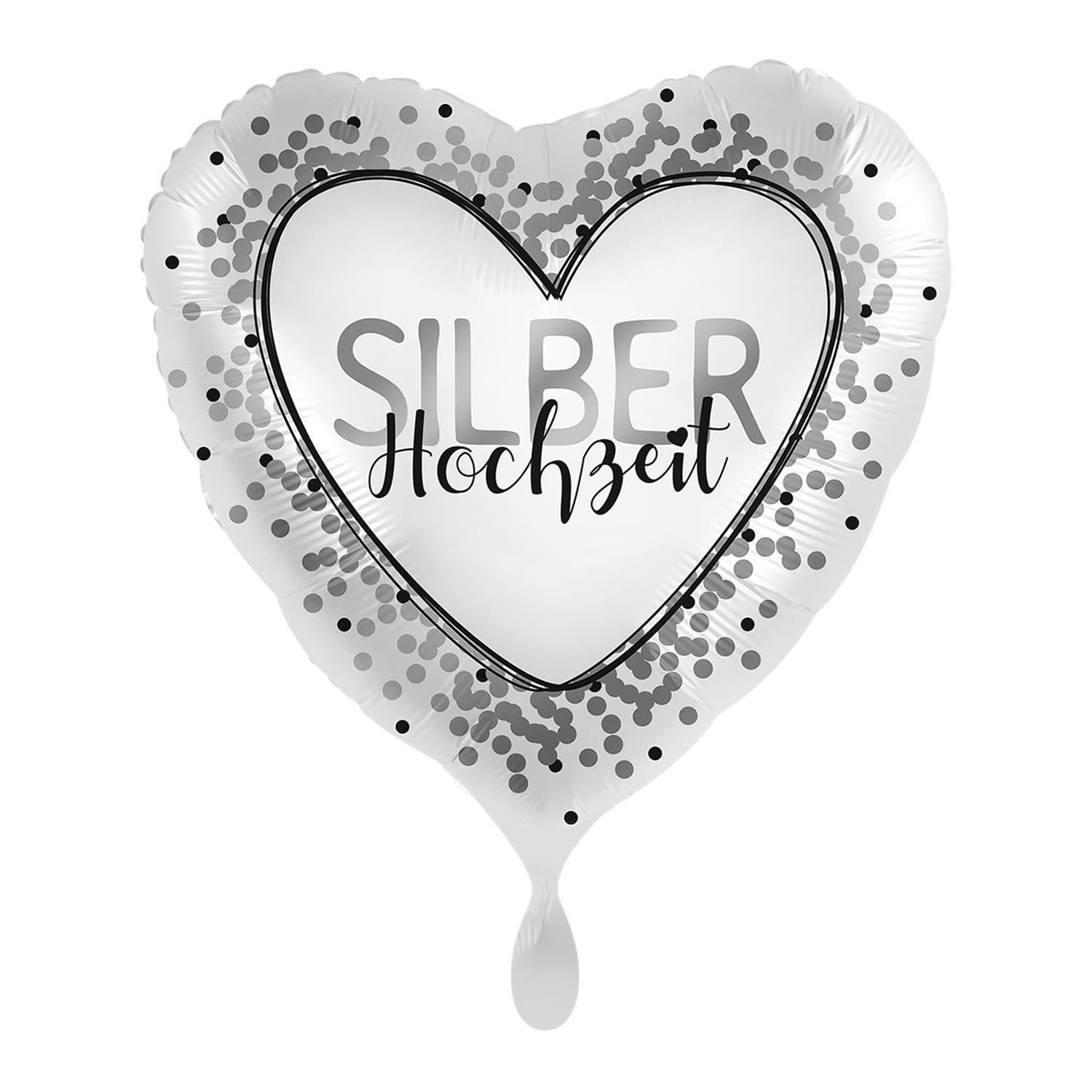 Folienballon herzförmig Silber-Hochzeit der perfekte Jubiläumsballon Ø 43 cm 1