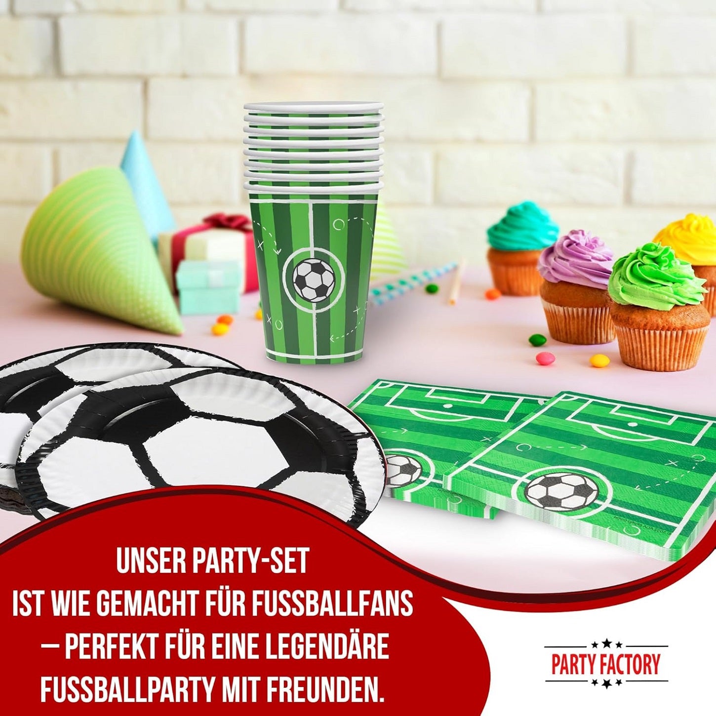 Fußball Goal – 36-teiliges Party-Set mit 8 Tellern 8 Bechern 20 Servietten 2