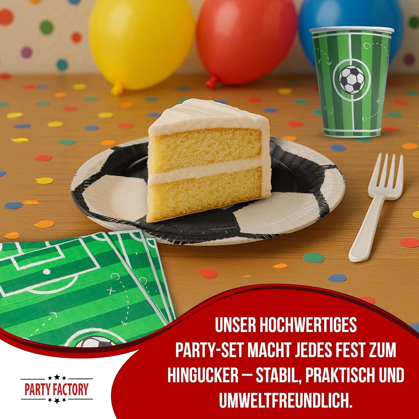 Fußball Goal – 36-teiliges Party-Set mit 8 Tellern 8 Bechern 20 Servietten 3