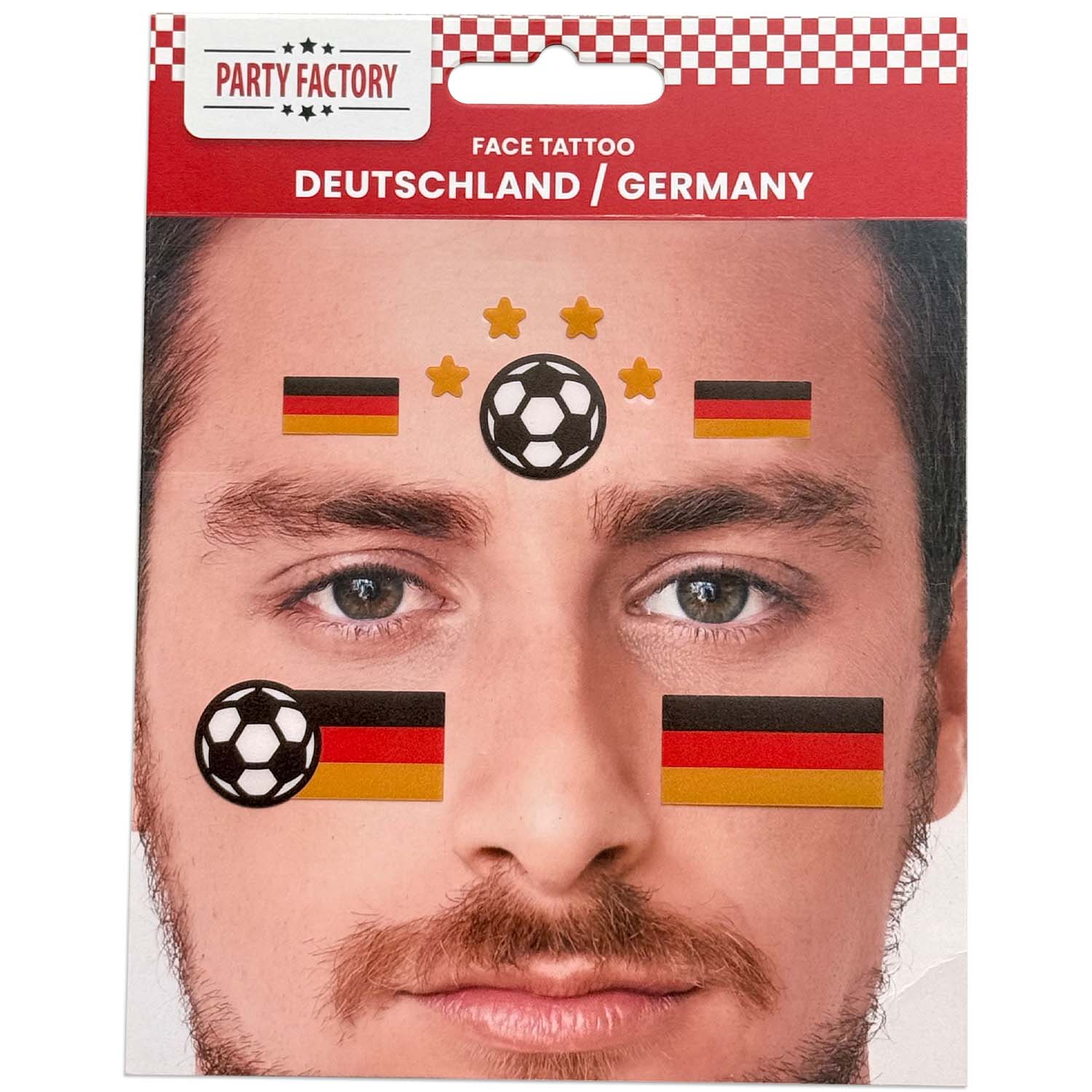 Fußball WM Glitter Face Tattoo Fußball Mann 1