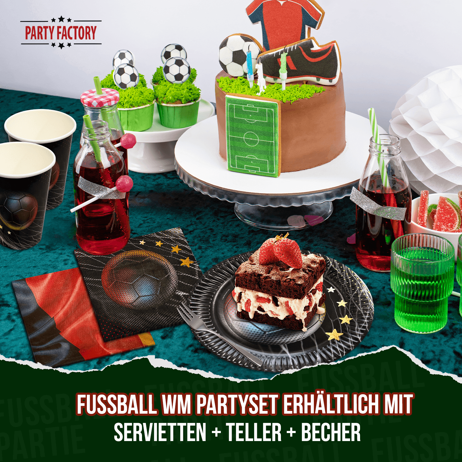 Fußball WM Partyset-1 Deutschland 36-tlg. Teller, Becher & Servietten 6