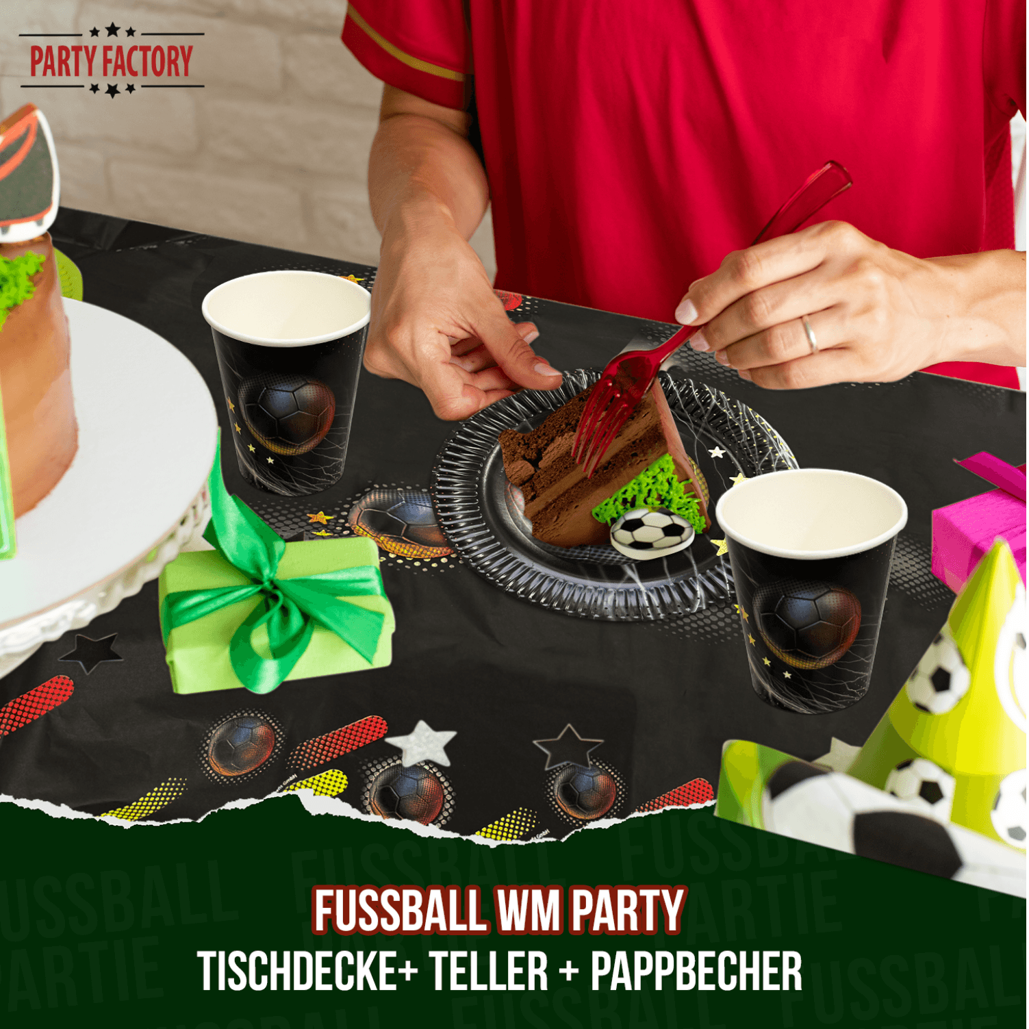 Fußball WM Partyset-1 Deutschland 37-tlg. Teller, Becher, Servietten & Wimpelkette 4
