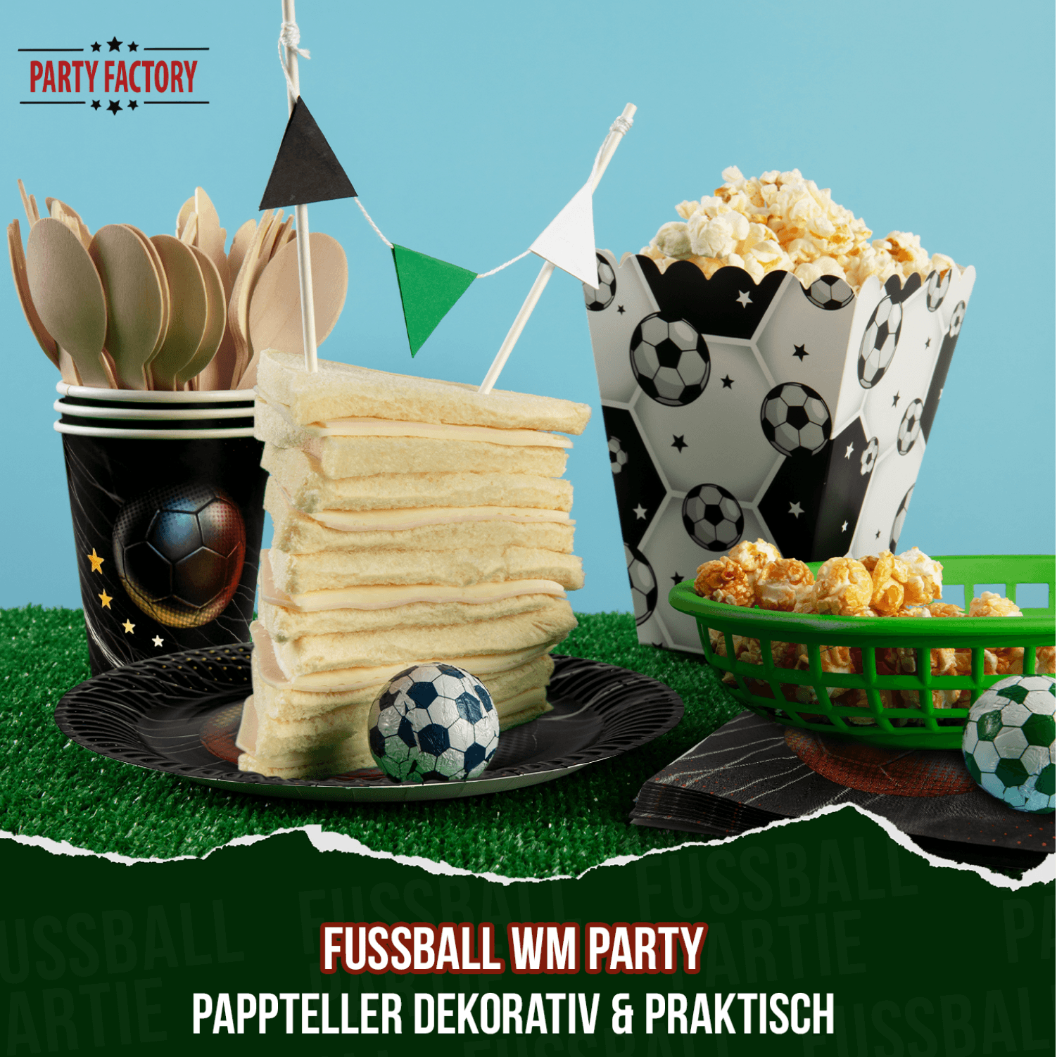 Fußball WM Partyset-1 Deutschland 38-tlg. Teller, Becher, Servietten, Wimpelkette & Tischdecke 5