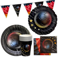 Fußball WM Partyset-1 Deutschland 41-tlg. Teller, Becher, Servietten, Wimpelkette & Folienballons