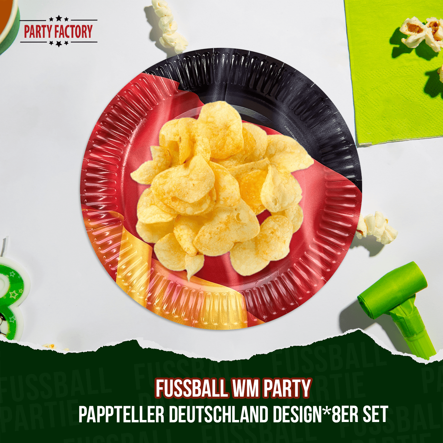 Fußball WM Partyset-2 Deutschland 36-tlg. Teller, Becher & Servietten 3
