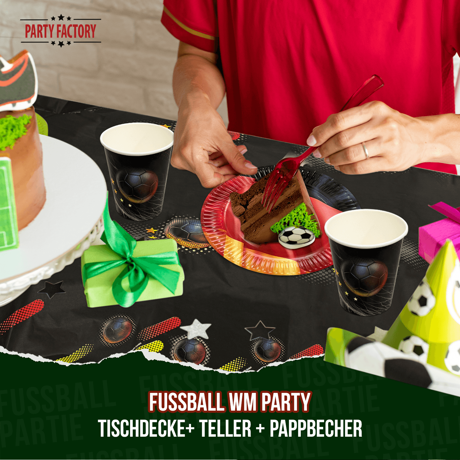 Fußball WM Partyset-1 Deutschland 47-tlg. Teller, Becher, Servietten, Wimpelkette & Folienballons 4