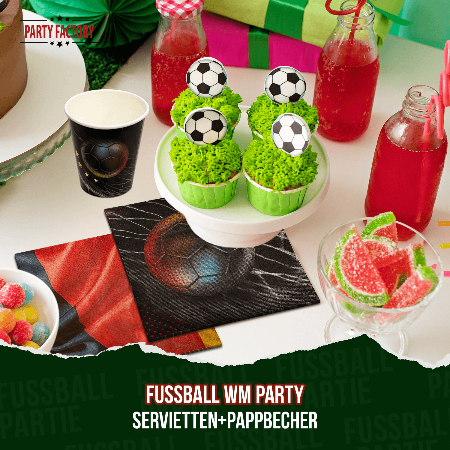 Fußball WM Partyset-1 Deutschland 47-tlg. Teller, Becher, Servietten, Wimpelkette & Folienballons 6