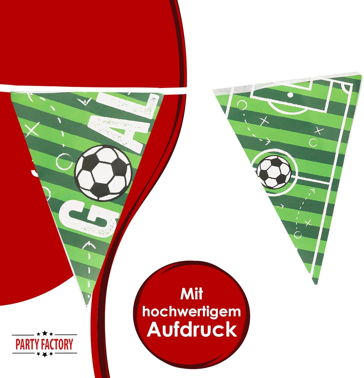 Fußball Wimpelkette Goal 4–5  m grün für Fußballparty 4