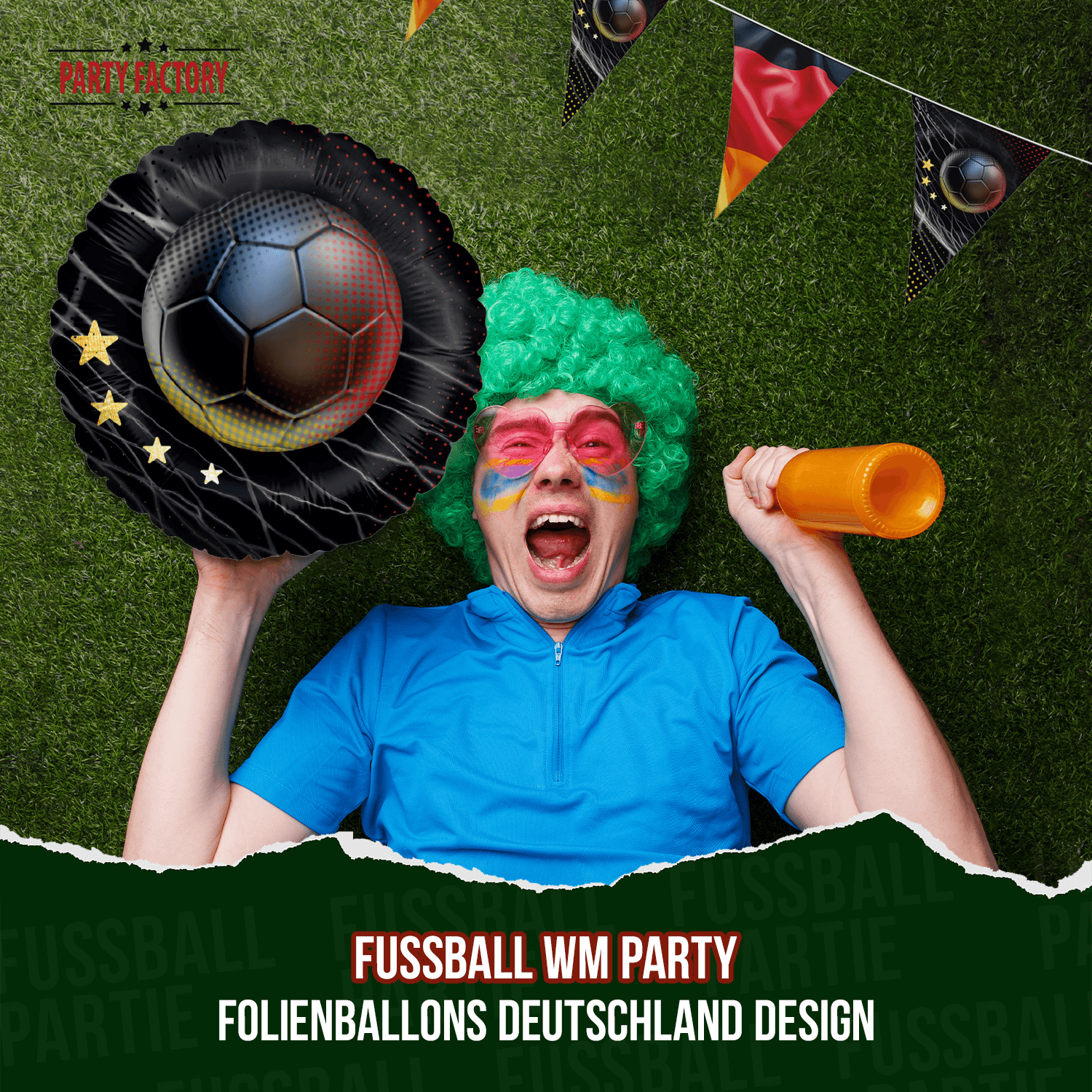 Fußball WM Folienballon Rund Deutschland 4 Sterne ⌀45 cm EM Party Deko 3