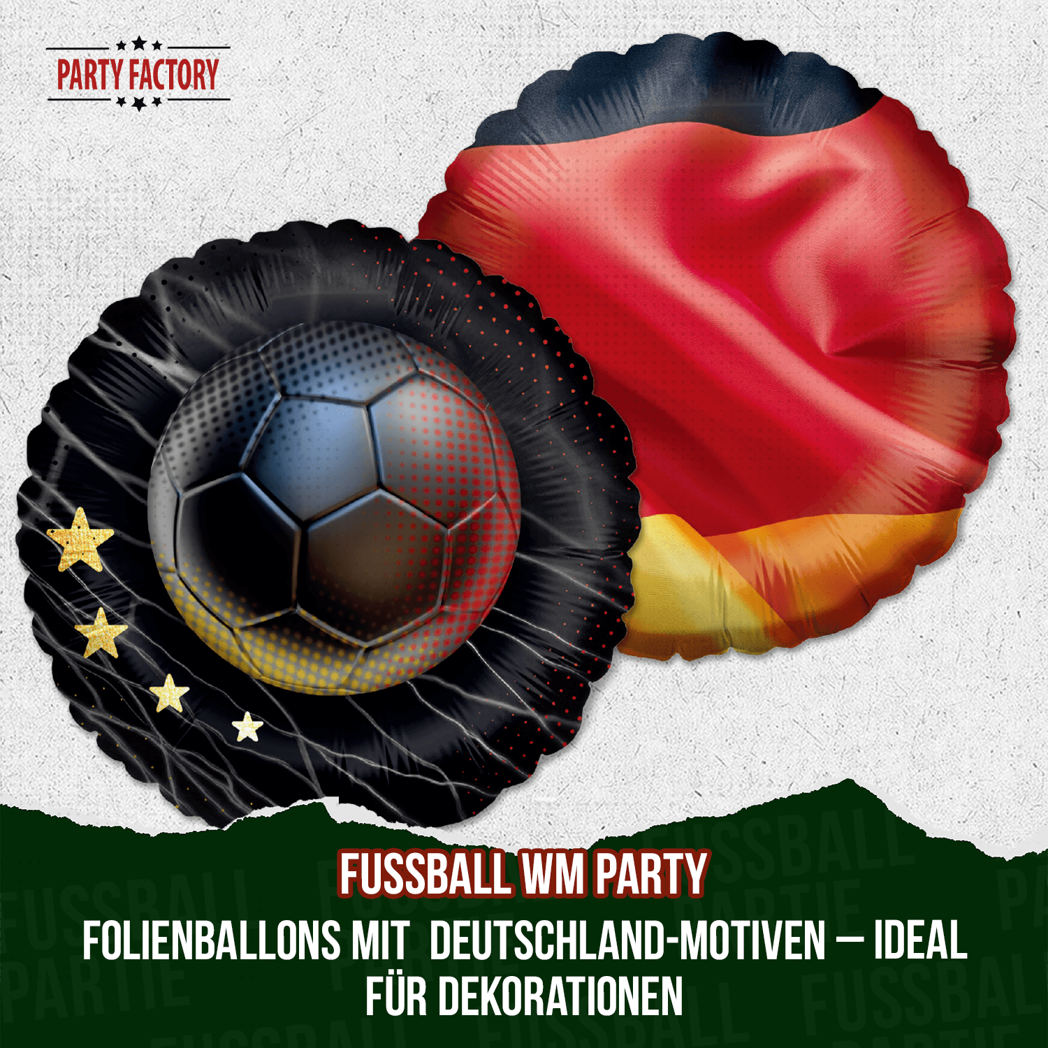 Fußball WM Folienballon Rund Deutschland 4 Sterne ⌀45 cm EM Party Deko 5