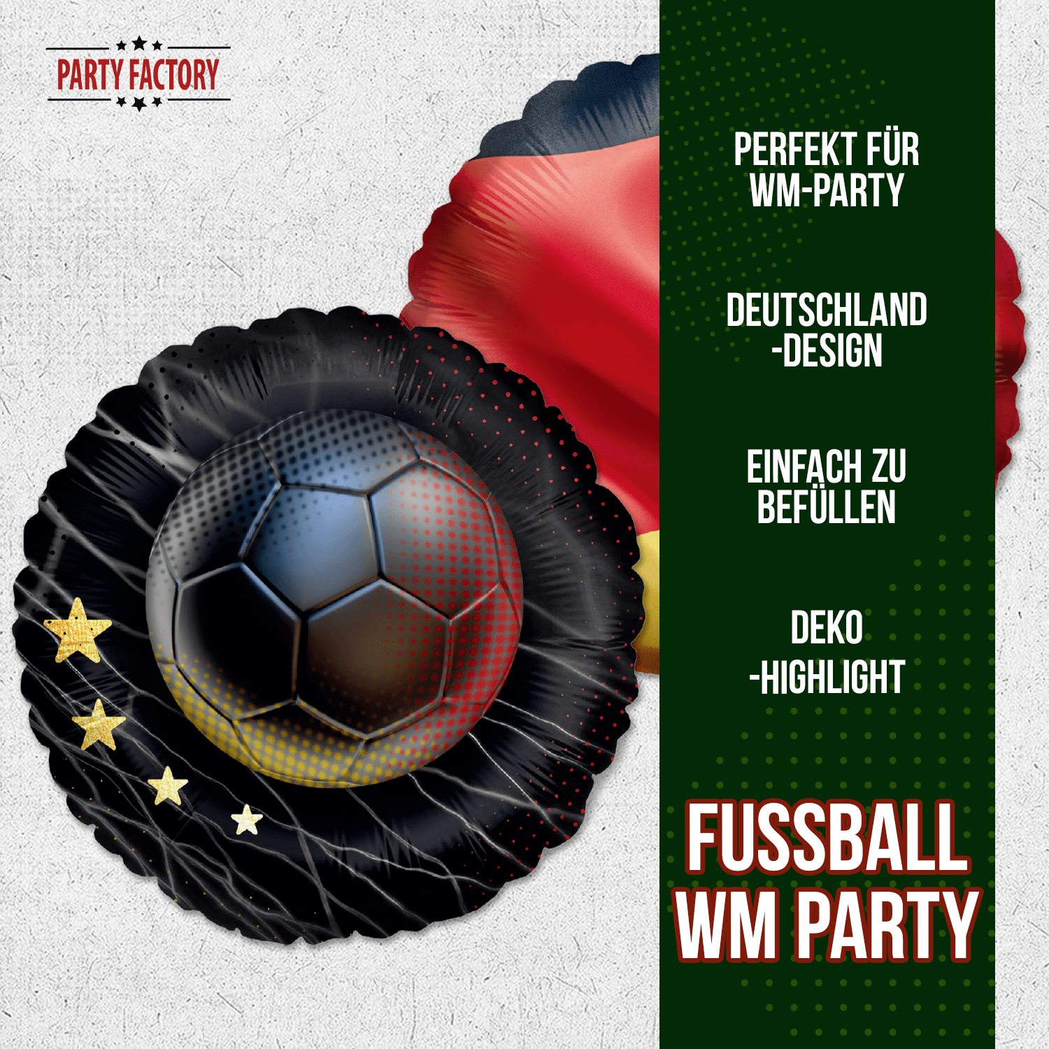 Fußball WM Folienballon Rund Deutschland 4 Sterne ⌀45 cm EM Party Deko 6