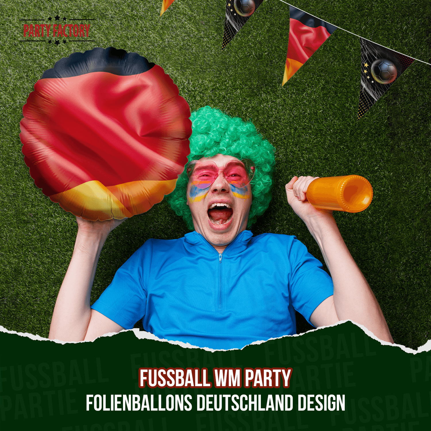 Fußball WM Folienballon Rund Deutschland Flagge ⌀45 cm EM Party Deko 3