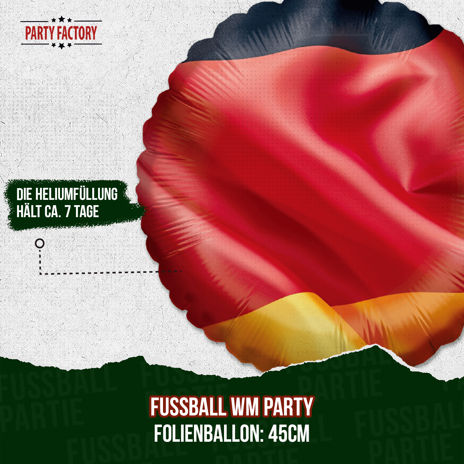 Fußball WM Folienballon Rund Deutschland Flagge ⌀45 cm EM Party Deko 4