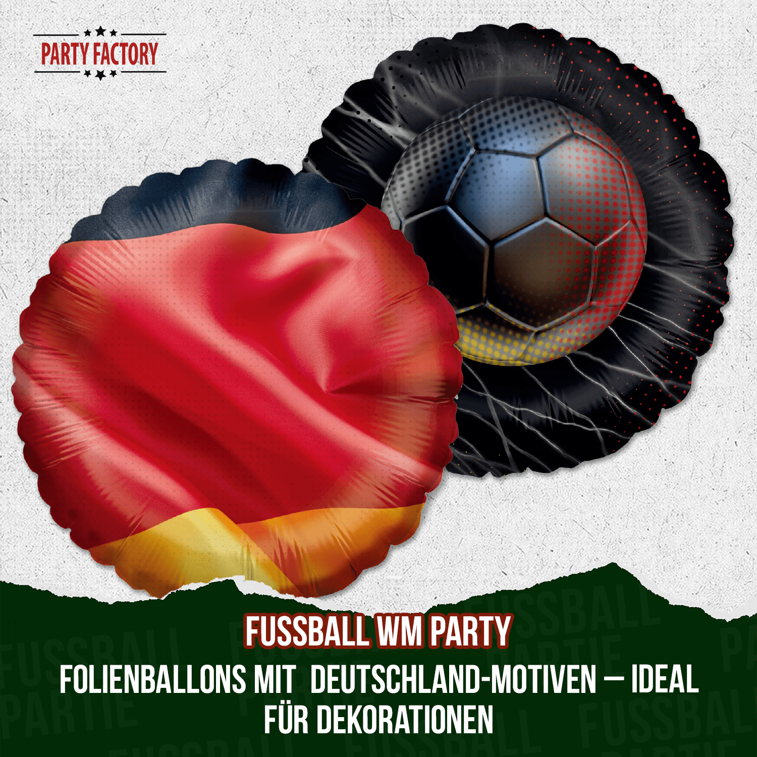 Fußball WM Folienballon Rund Deutschland Flagge ⌀45 cm EM Party Deko 5