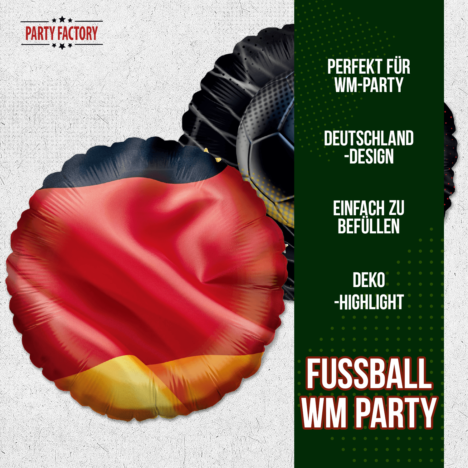 Fußball WM Folienballon Rund Deutschland Flagge ⌀45 cm EM Party Deko 6