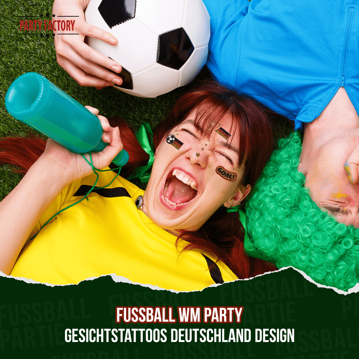 Fußball WM Glitter Face Tattoo Fußball Frau 3