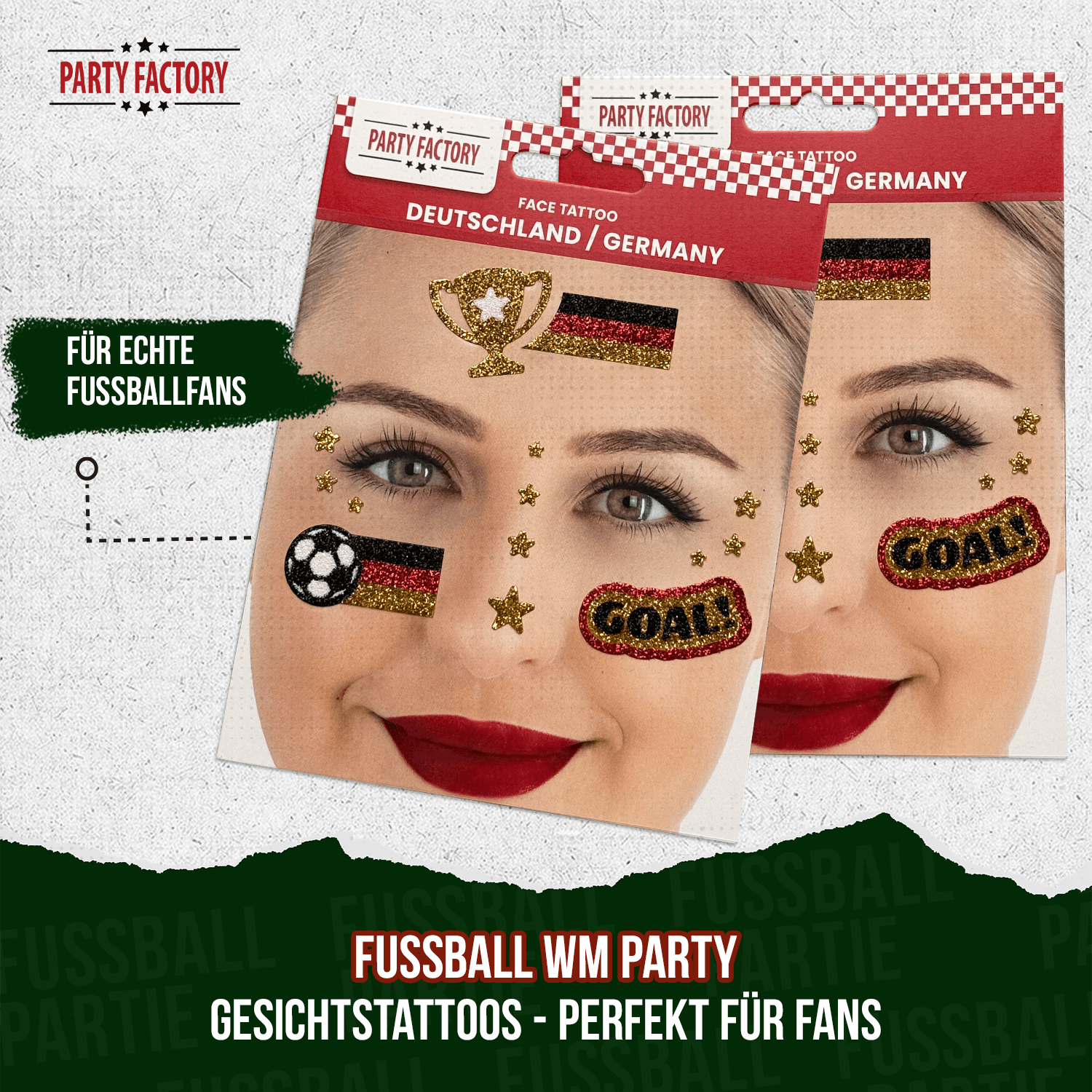 Fußball WM Glitter Face Tattoo Fußball Frau 4