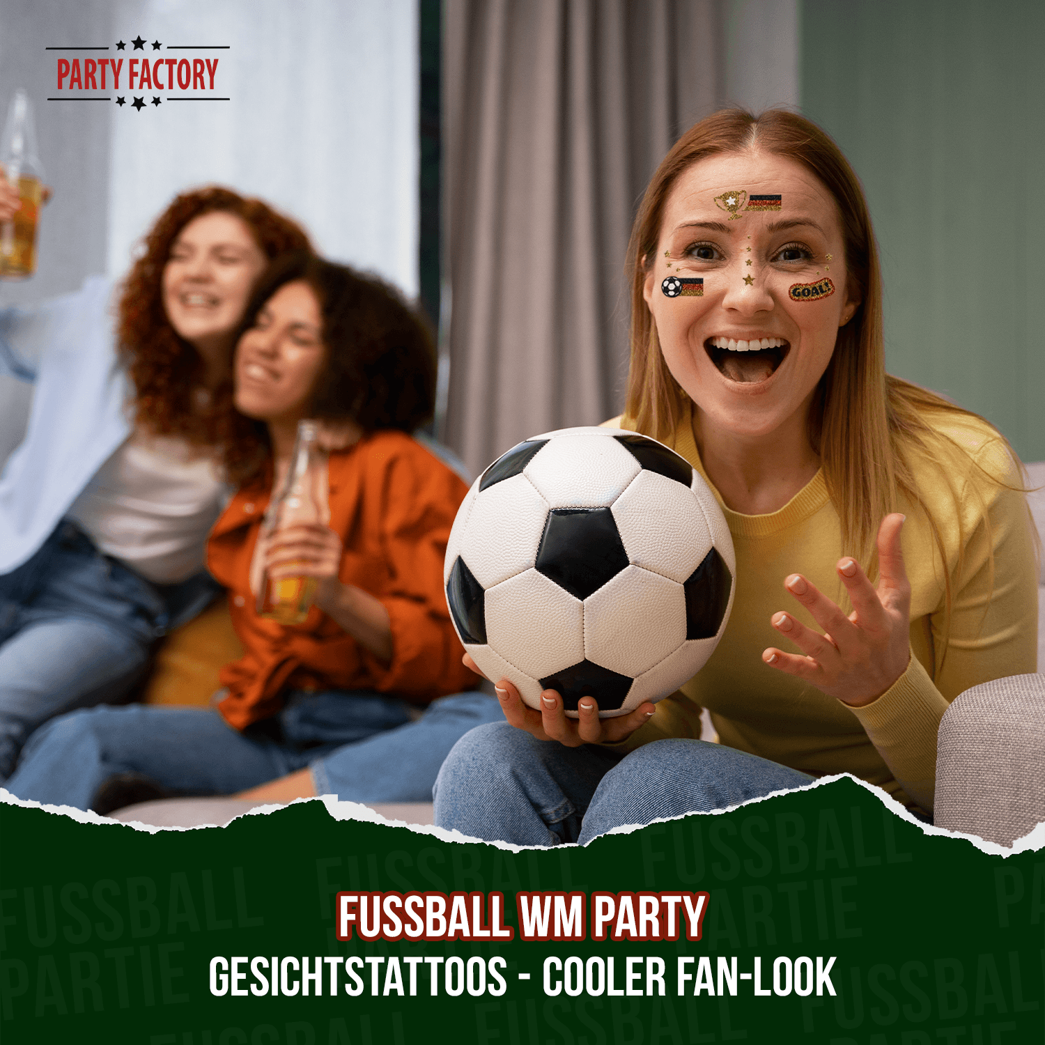 Fußball WM Glitter Face Tattoo Fußball Frau 5