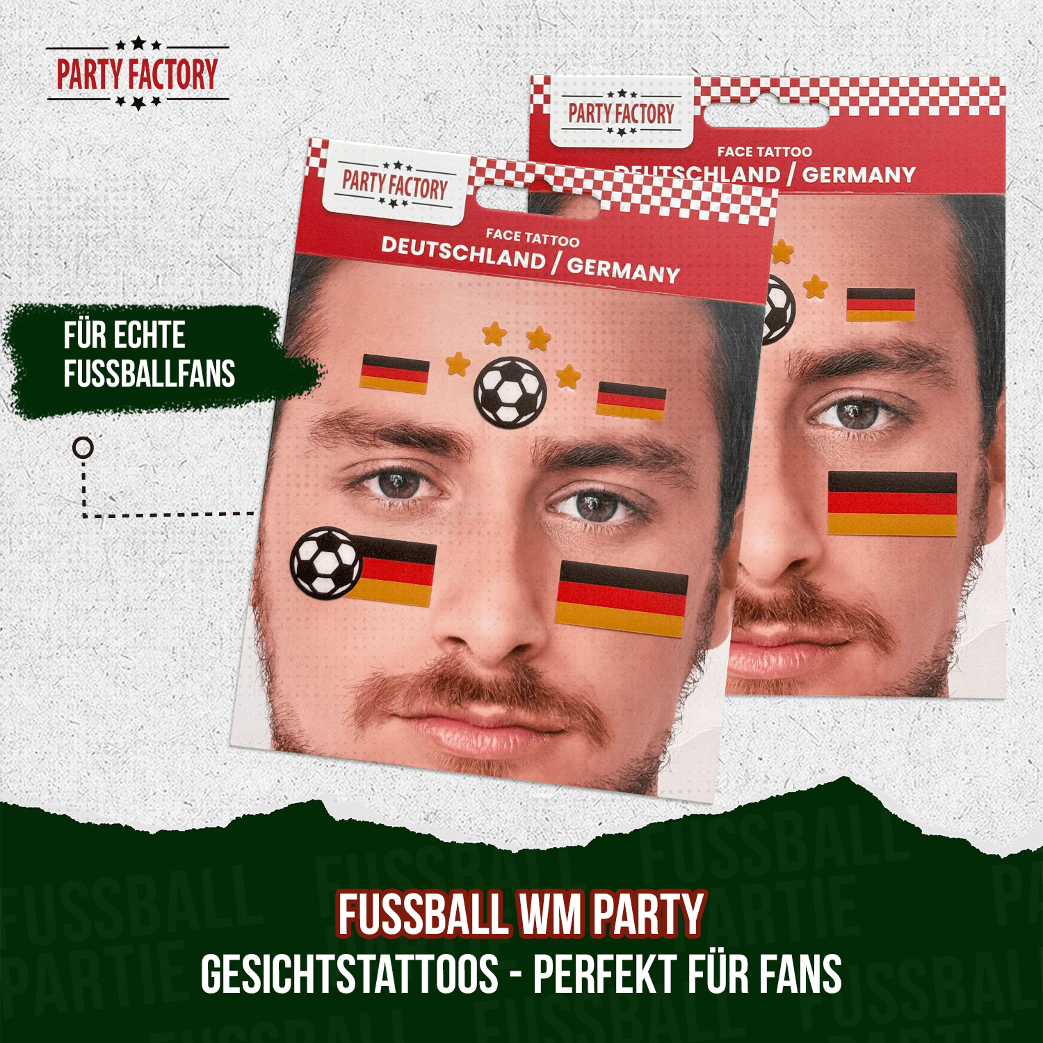 Fußball WM Glitter Face Tattoo Fußball Mann 4