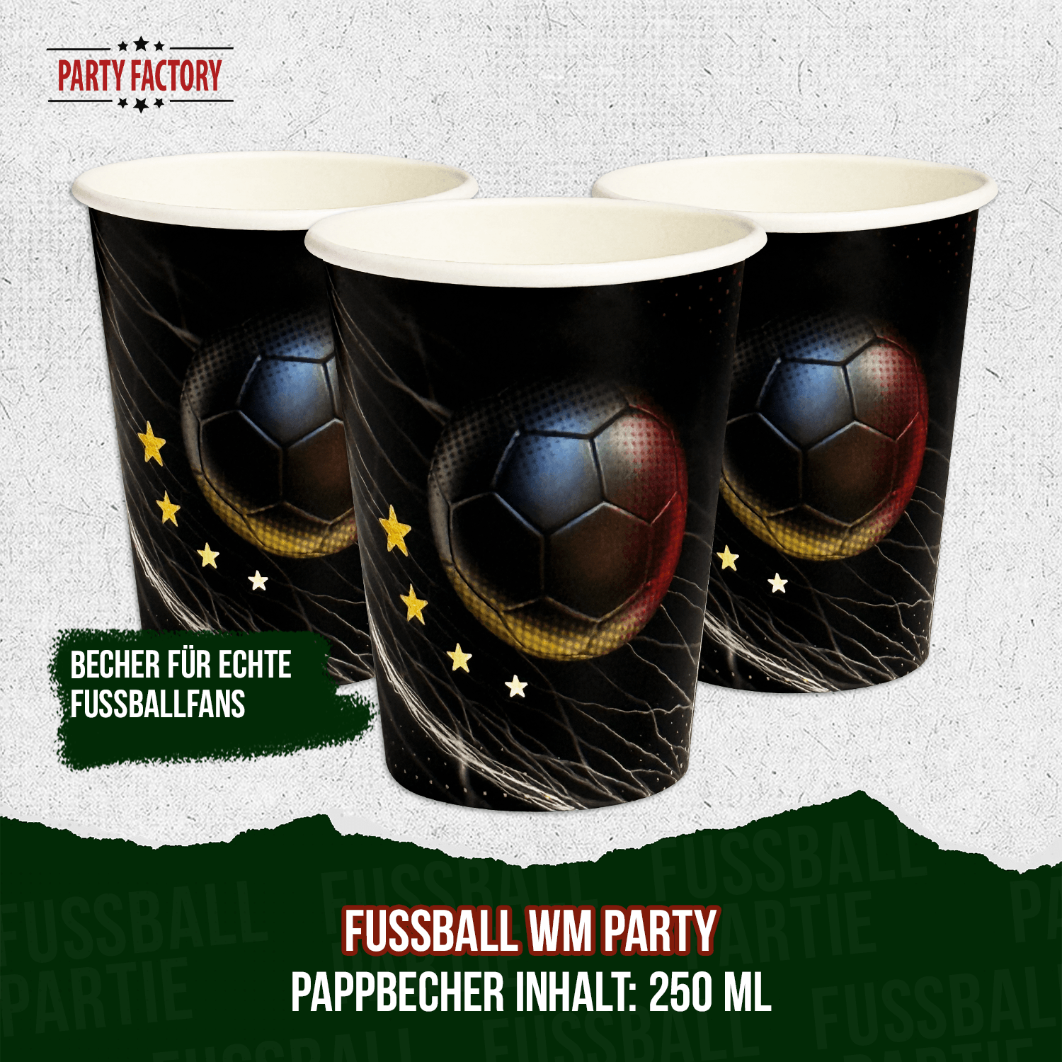 Fußball WM Pappbecher Deutschland 4 Sterne 250 ml 8er Set EM Party Deko 4