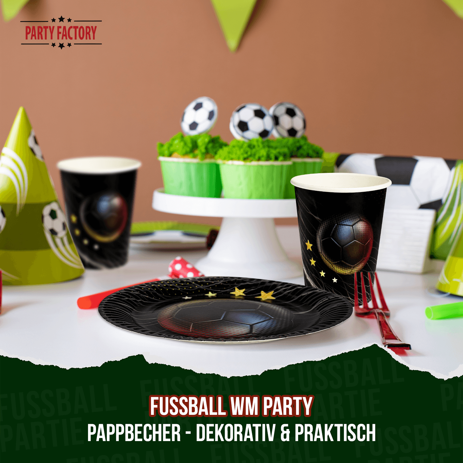 Fußball WM Pappbecher Deutschland 4 Sterne 250 ml 8er Set EM Party Deko 5