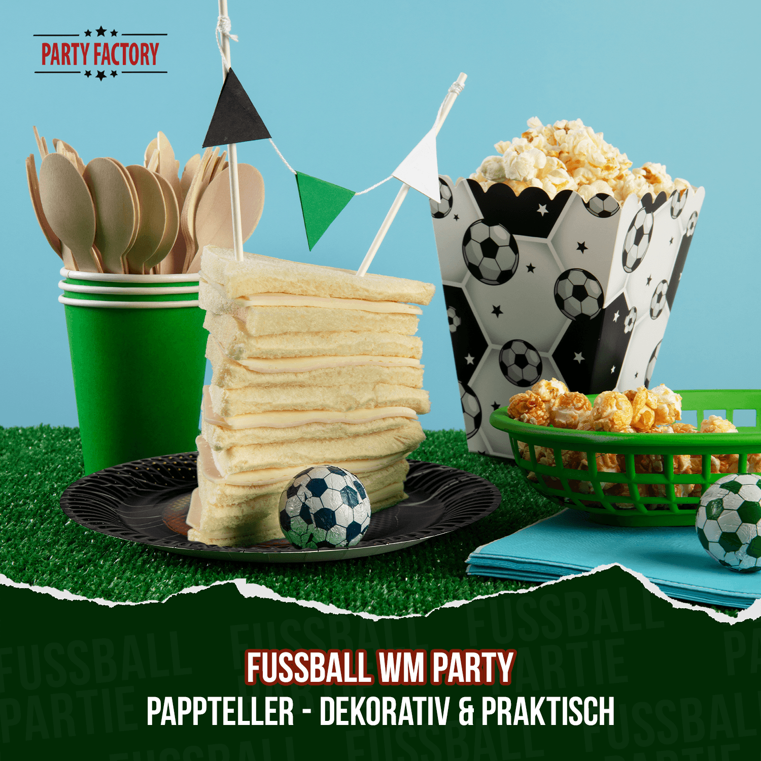 Fußball WM Pappteller Deutschland 4 Sterne 23 cm 8er Set Party Deko 5