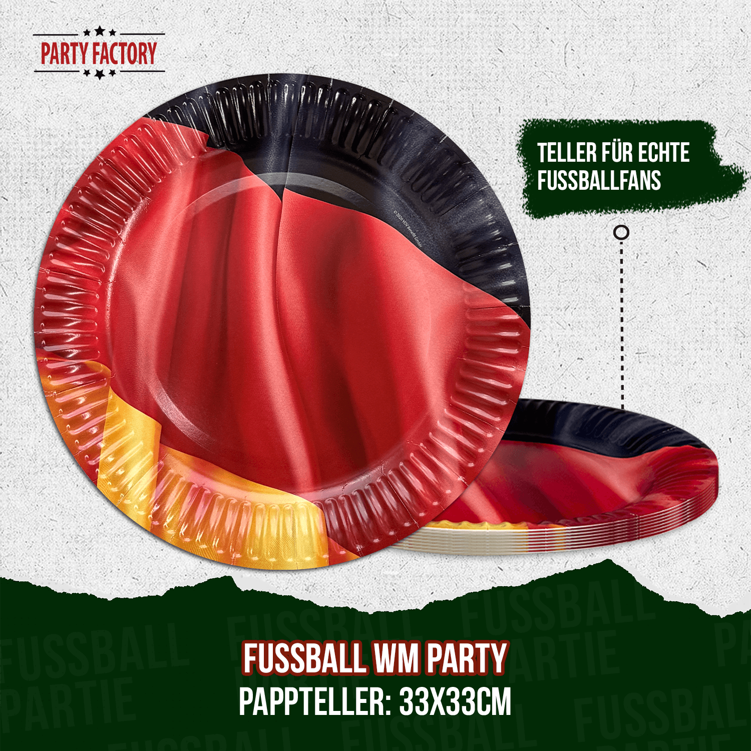 Fußball WM Pappteller Deutschland Flagge 23 cm 8er Set Party Deko 4