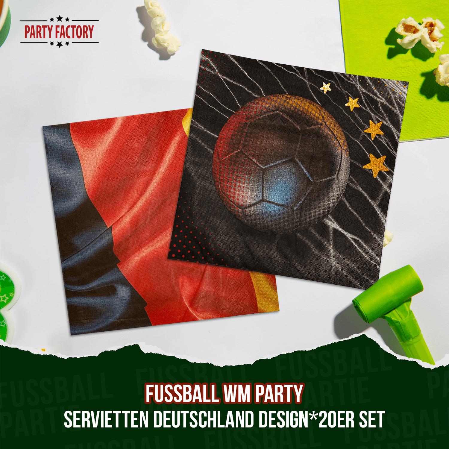 Fußball WM Partyset-2 Deutschland 41-tlg. Teller, Becher, Servietten, Wimpelkette & Folienballons 3