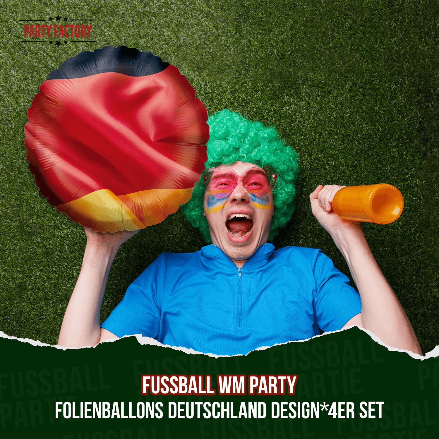 Fußball WM Partyset-2 Deutschland 41-tlg. Teller, Becher, Servietten, Wimpelkette & Folienballons 6