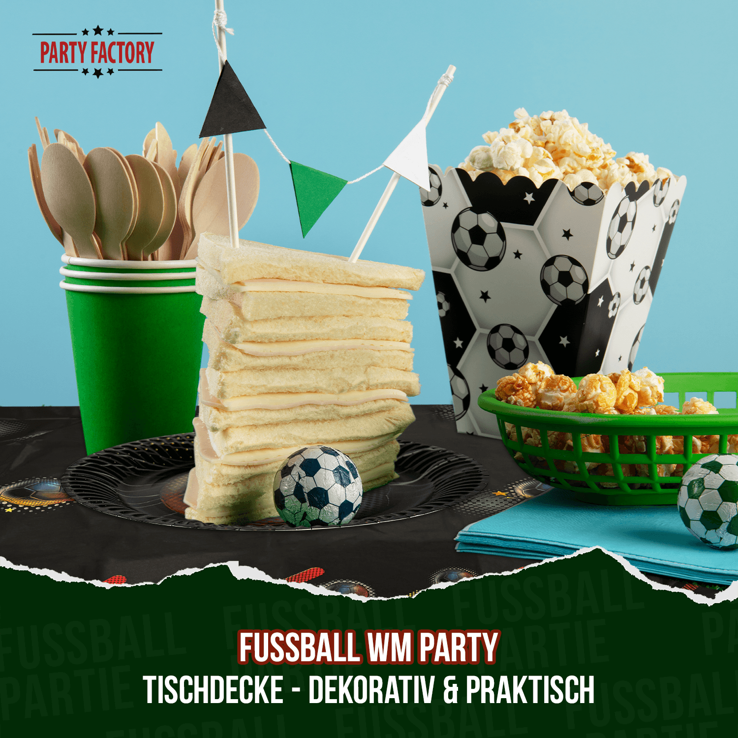 Fußball WM Tischdecke Deutschland 4 Sterne 120 x 180 cm EM Party Deko 5