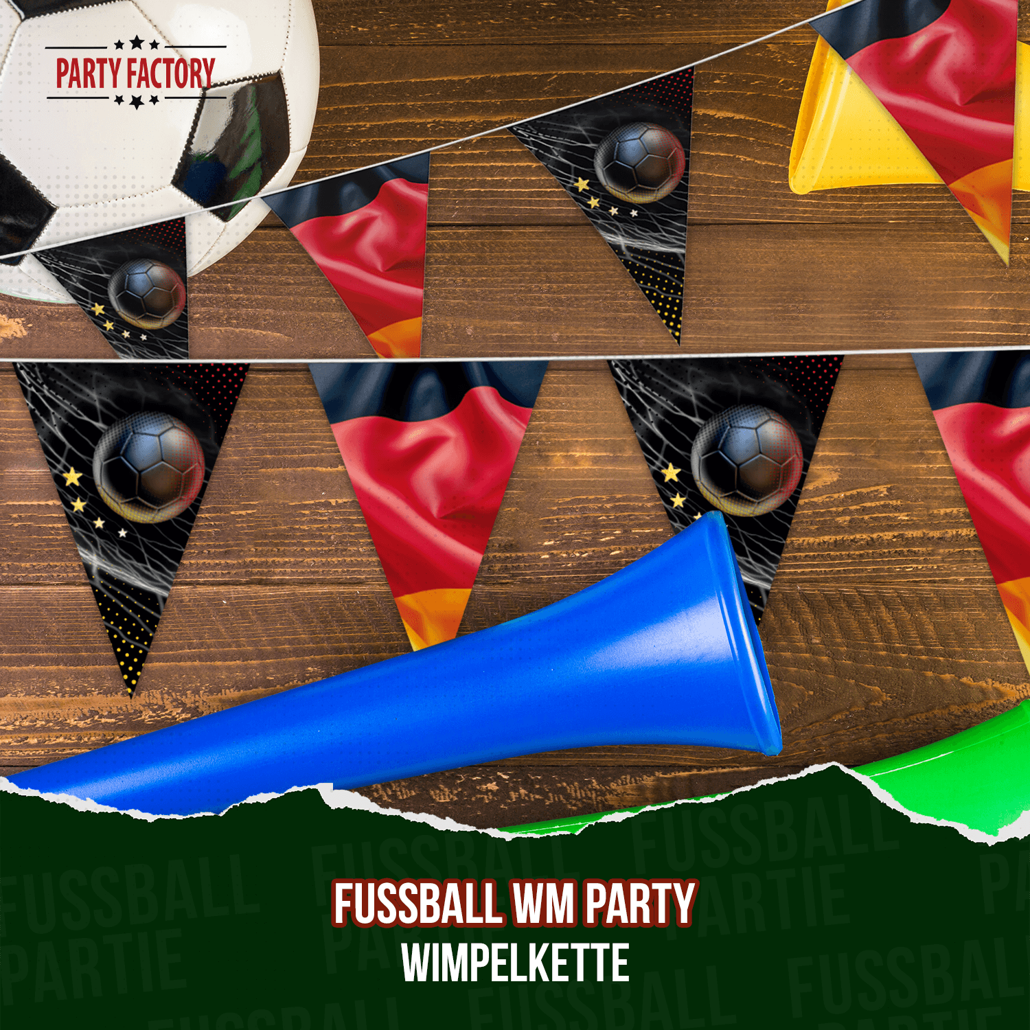 Fußball WM Wimpelkette Deutschland 4 Sterne 4-5 m EM Party Deko 5