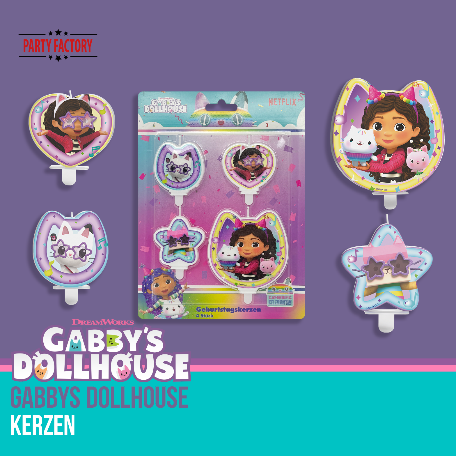Gabby’s Dollhouse Geburtstagskerzen 4 Stück 3