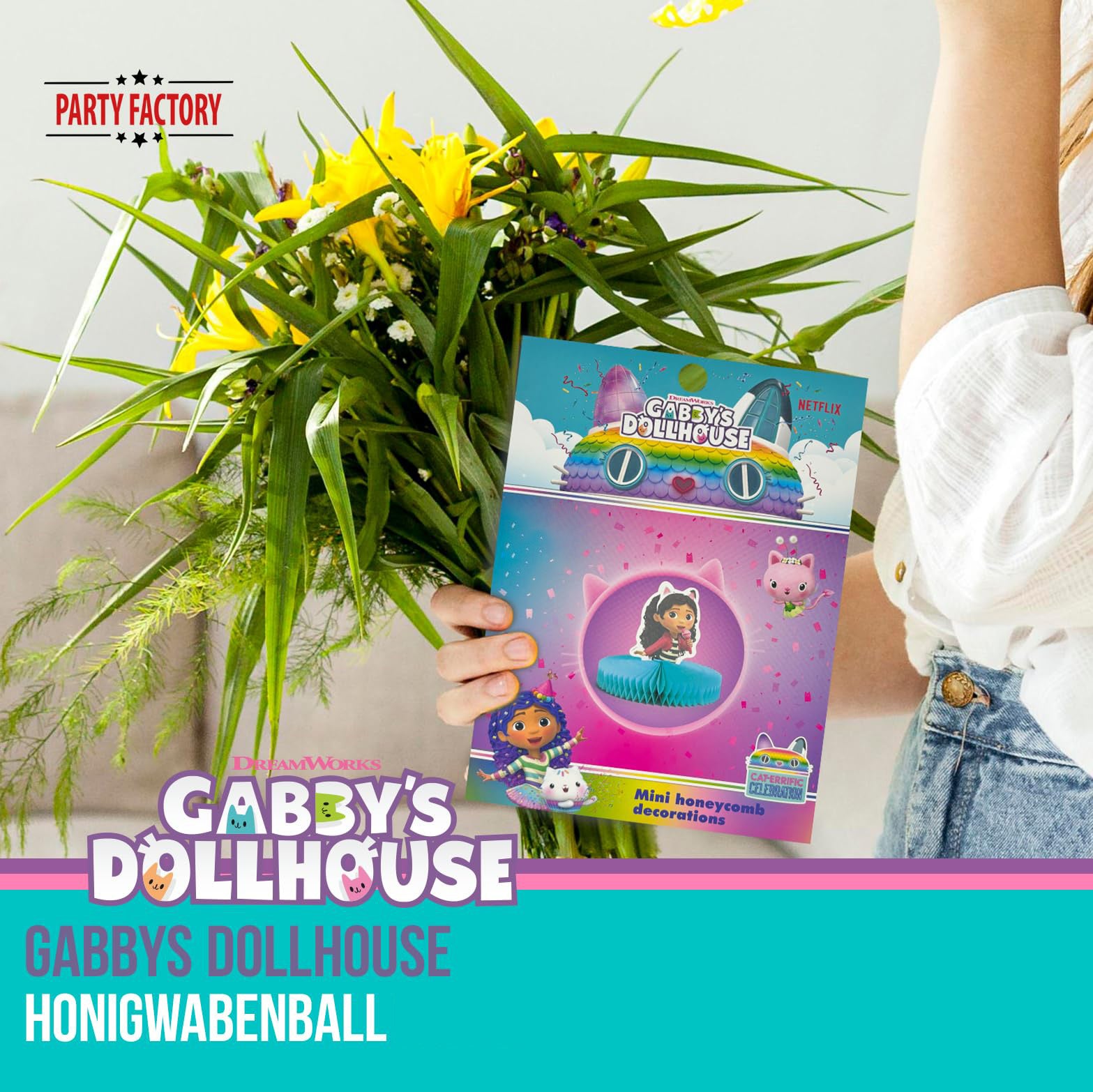 Gabby’s Dollhouse Honigwabenball Motiv 1 – Party Deko für Kindergeburtstag 4