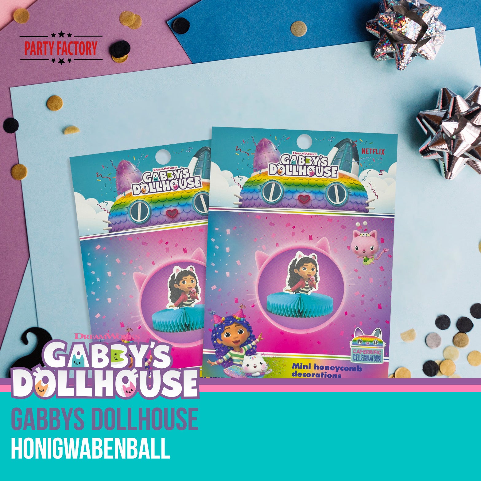 Gabby’s Dollhouse Honigwabenball Motiv 1 – Party Deko für Kindergeburtstag 6