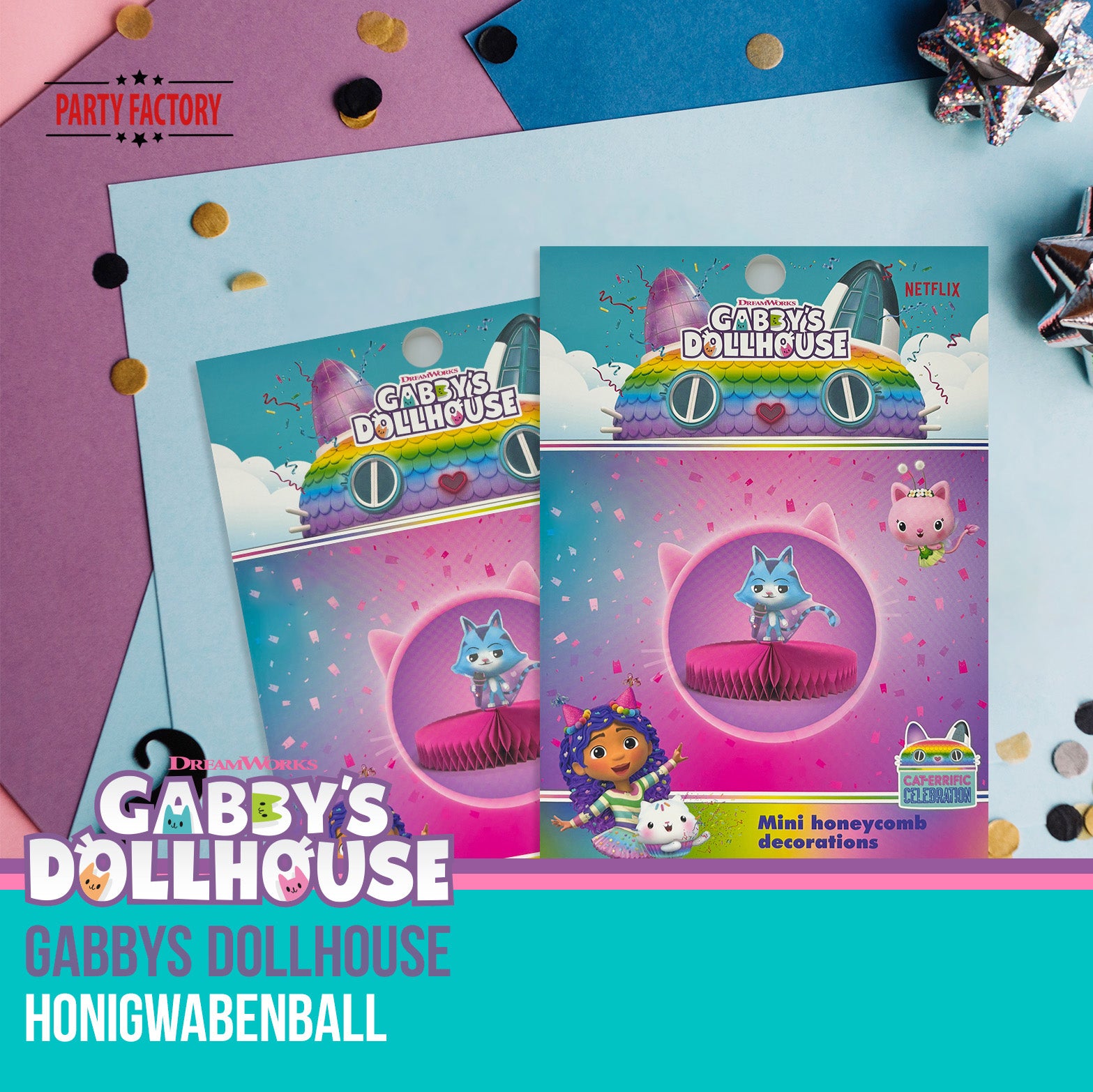 Gabby’s Dollhouse Honigwabenball Motiv 2 CatRat – Party Deko Kindergeburtstag 6