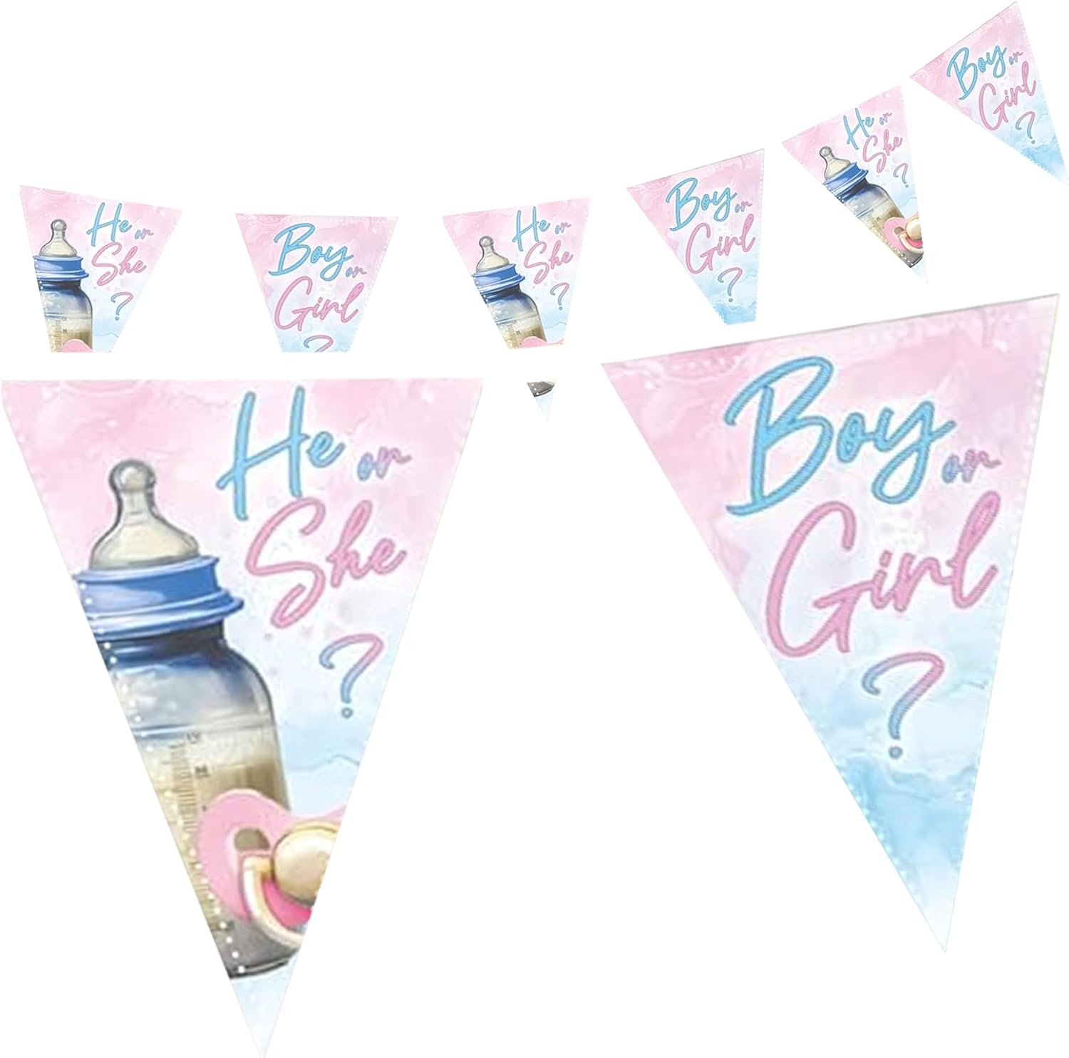 Gender Reveal Wimpelkette Rosa 4–5 m – süße Deko für Babyparty & Reveal