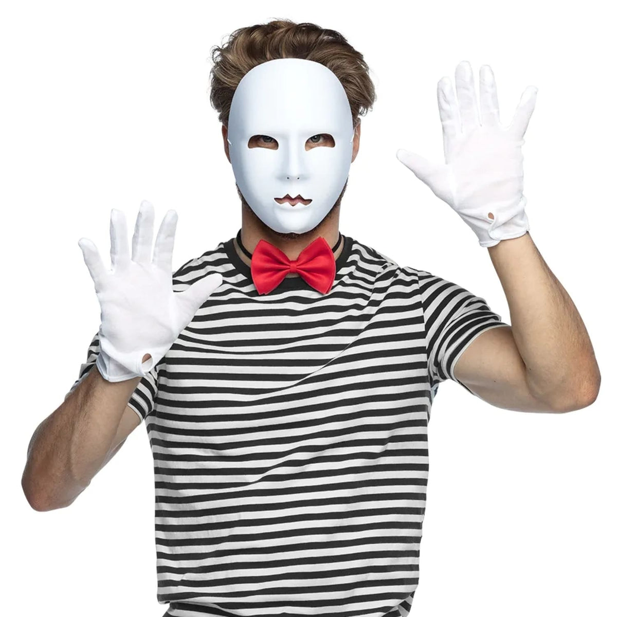 Gesichtsmaske Pantomime weiß – neutrale Maske für Karneval, Theater & Party 2