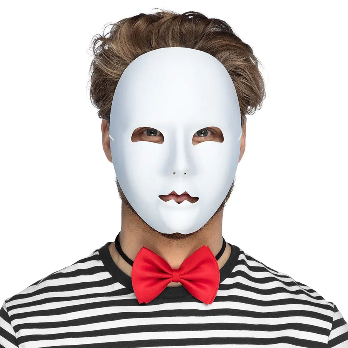 Gesichtsmaske Pantomime weiß – neutrale Maske für Karneval, Theater & Party 1