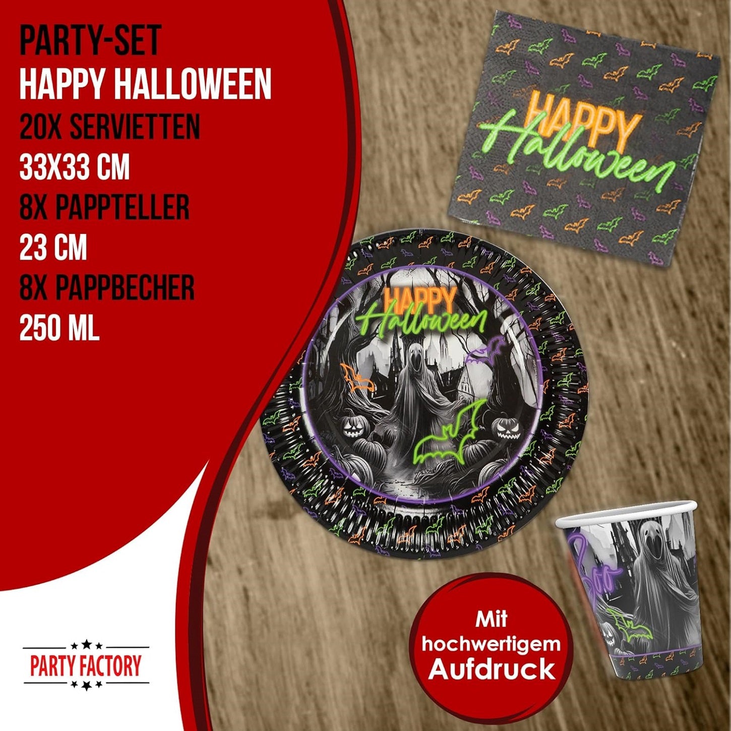 Halloween Neon 36-teiliges Party-Set für Kindergeburtstag Halloweenparty Deko Set 4