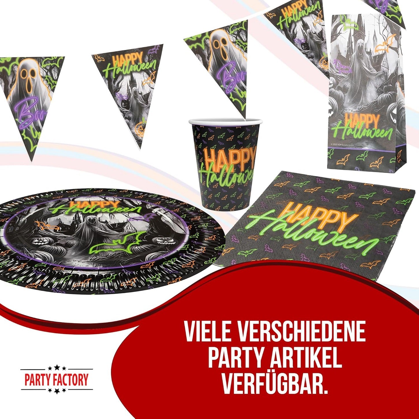 Halloween Neon 36-teiliges Party-Set für Kindergeburtstag Halloweenparty Deko Set 5