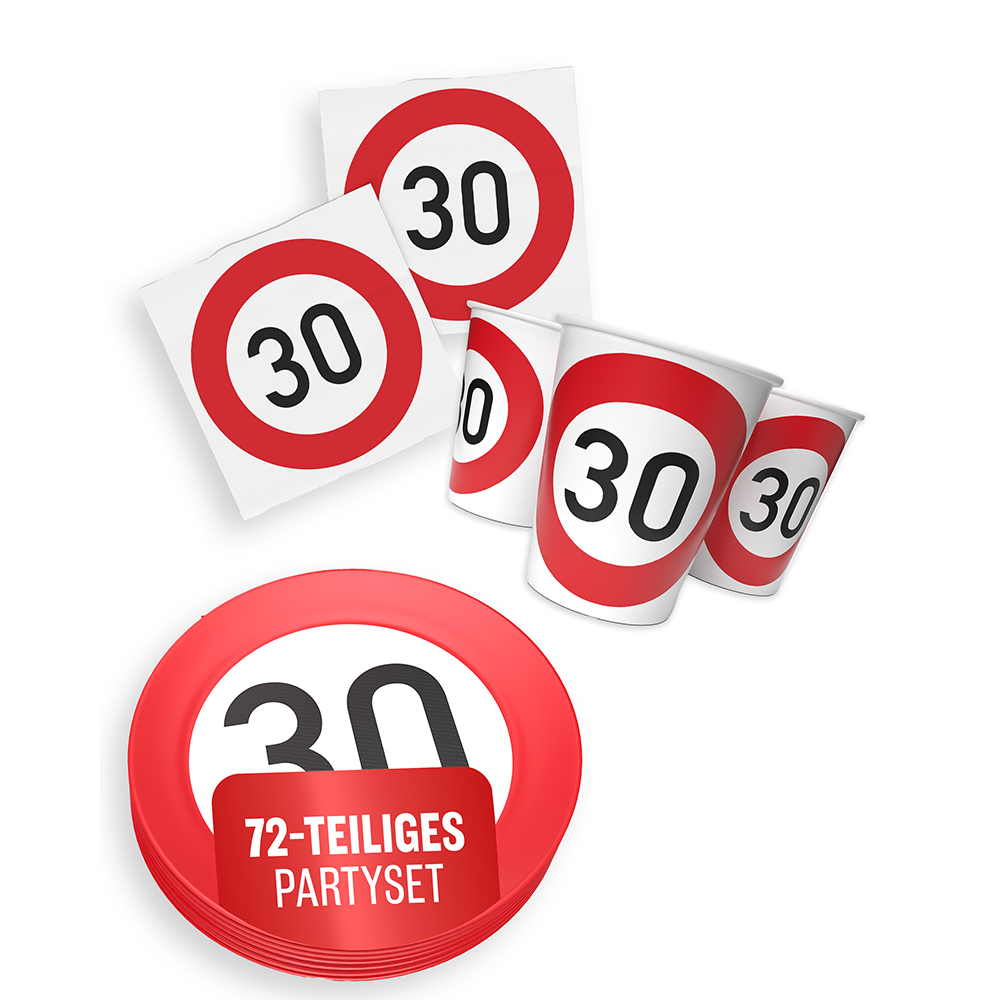 Happy Birthday 30 3-teiliges Party-Set mit 16 Papptellern, 16 Pappbechern und 40 Servietten