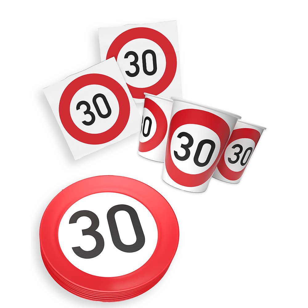 Happy Birthday 30 3-teiliges Party-Set mit 16 Papptellern, 16 Pappbechern und 40 Servietten 7