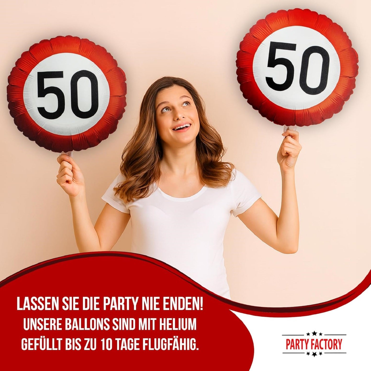 Happy Birthday 50 5-teiliges Party-Set mit 8 Papptellern 8 Pappbechern 20 Servietten 1 Wimpelkette und 4 Folienballons 3