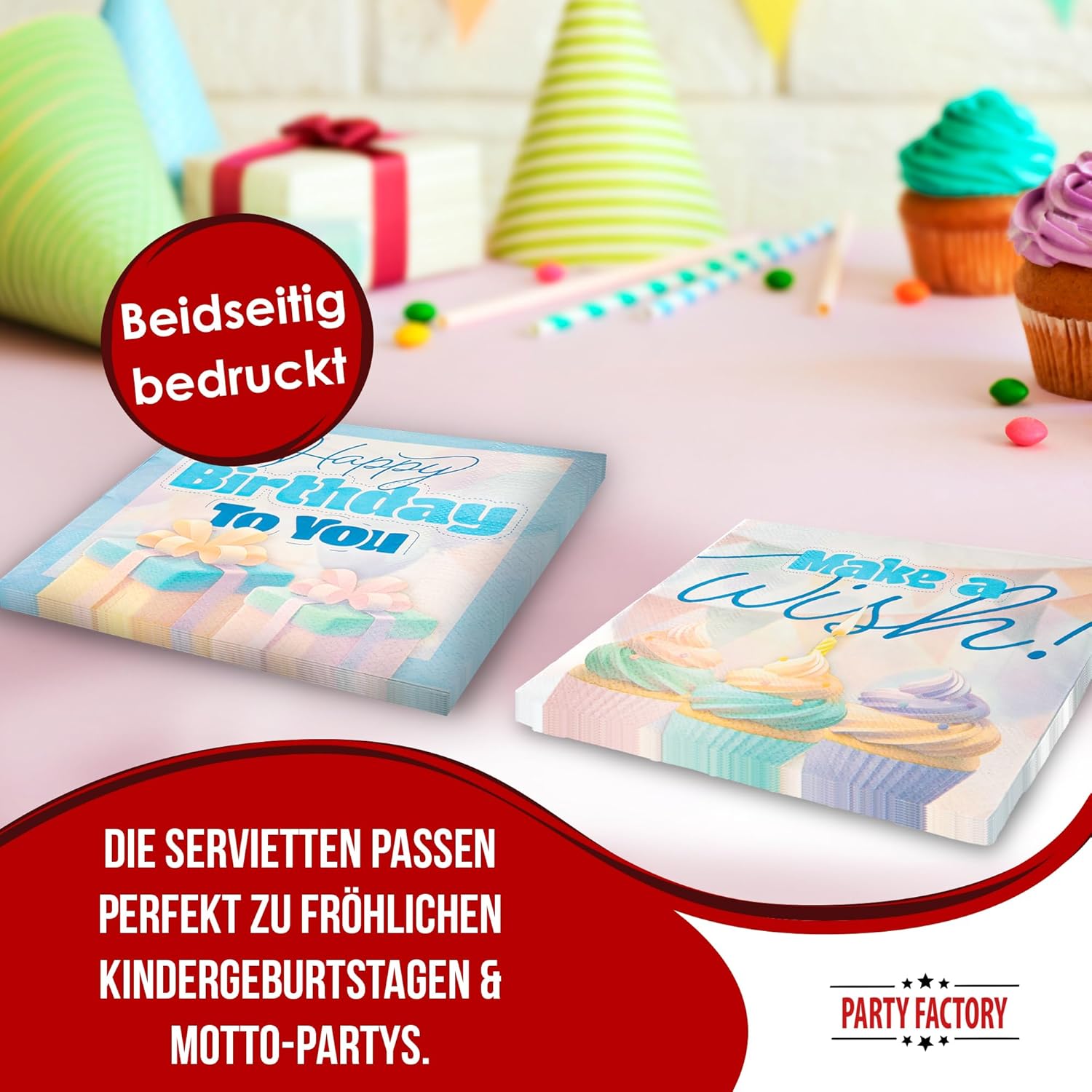 Happy Birthday Pastel Servietten 3-lagig 20er 1