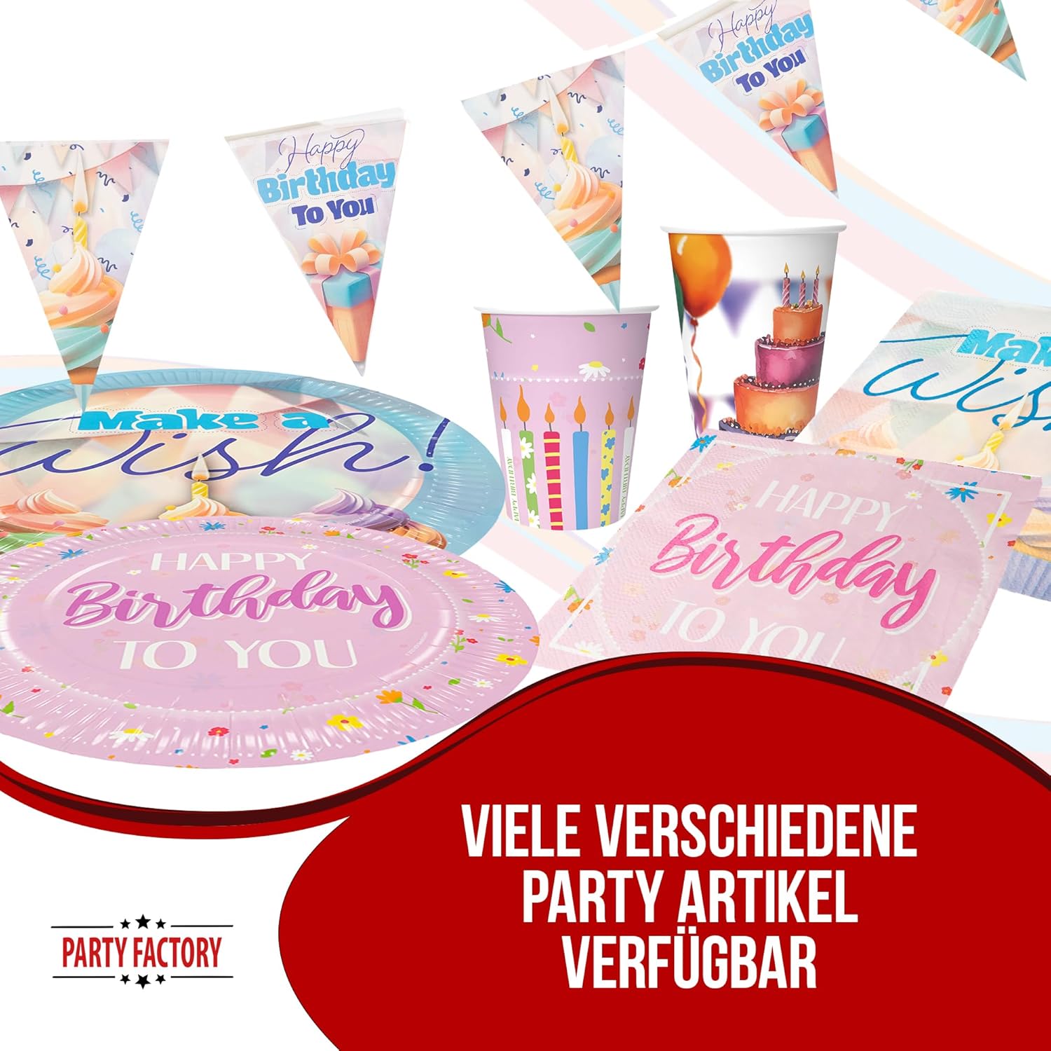 Happy Birthday Pastel Servietten 3-lagig 20er 3