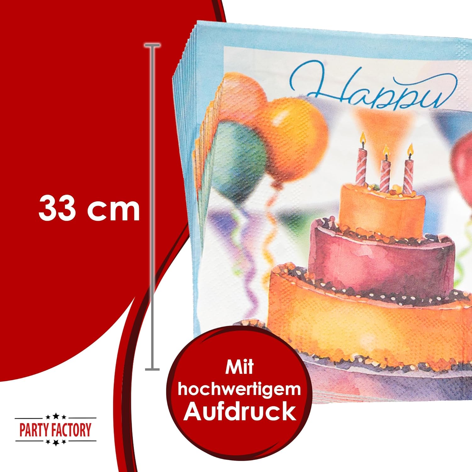 Happy Birthday Servietten Pastell Watercolor 3-lagig 20er 2