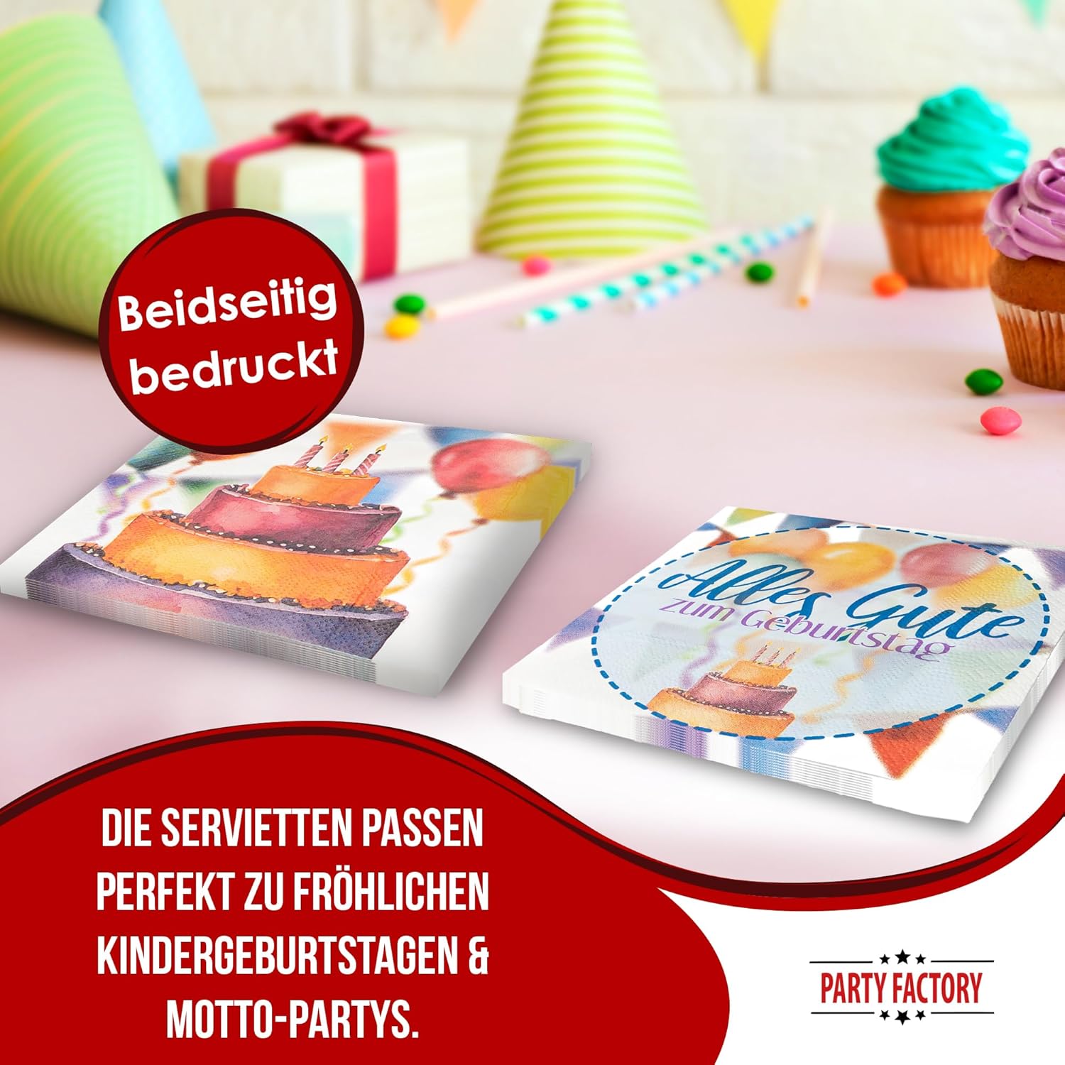 Happy Birthday Servietten Pastell Watercolor 3-lagig 20er 3